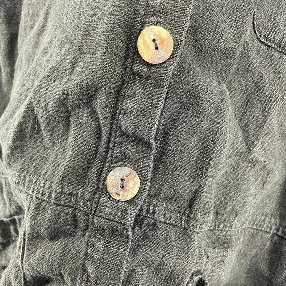 Focus 100% Linen Lagenlook Jacket Oversized Womens Small Pockets Boho Hippie - Picture 6 of 10